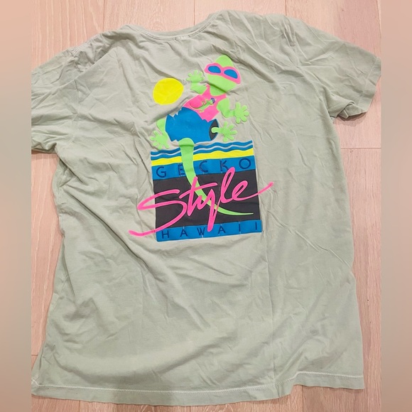 Retro Gecko Hawaii Shirt Hyperflash Neon Size Large - Picture 1 of 7